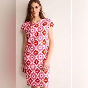 Boden Pink Red Floral Leah Jersey T-Shirt Dress in‎ US size 2